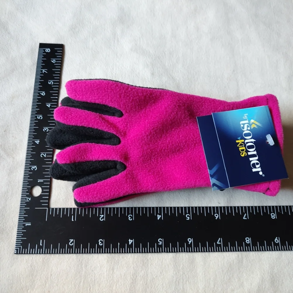 By Isotoner Kids Gloves Pink Black, NWT, One Size Winter Accessories